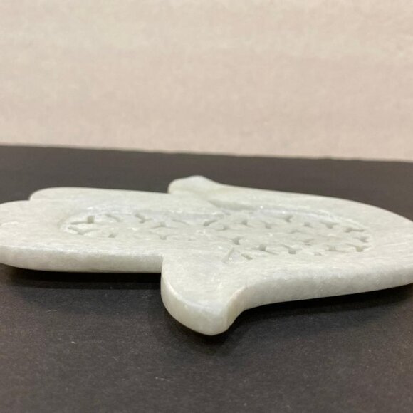White Natural Stone (Marble or Quartz) Soap Dish - Hand of Fatima NEW - Picture 4 of 4
